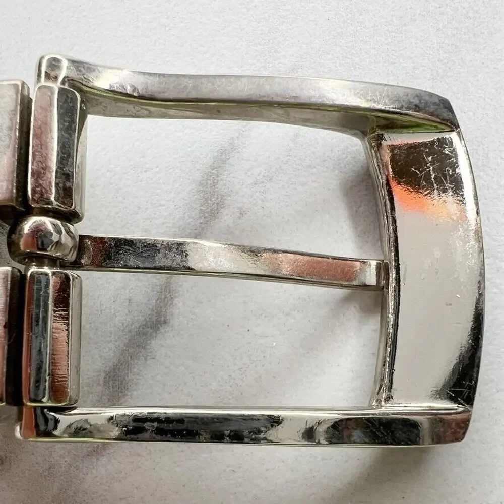 Perry Ellis Reversible Silver Tone Simple Basic Belt Buckle - Picture 8 of 8